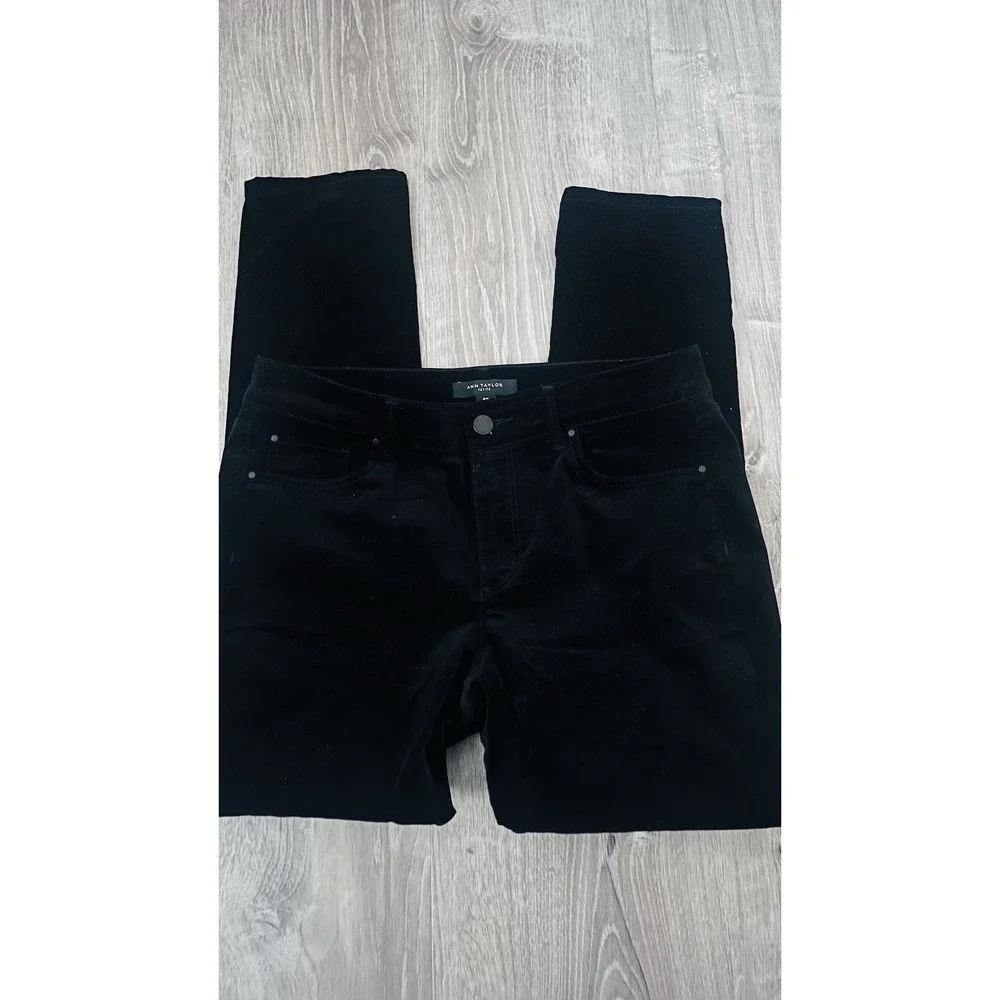 Black Velvet Straight‎ Leg Pants Petite 8 – Luxe Soft Classic Mid-Rise Holiday